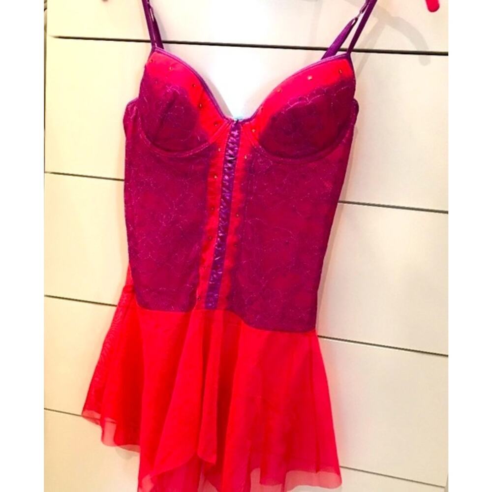 VICTORIA SECRET, SEXY LITTLE THINGS Nighty Lace up Sequin Details SZ 34B, NWOT